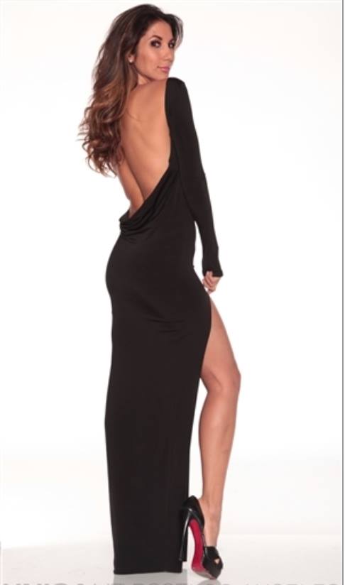 Long classic backless dress Black